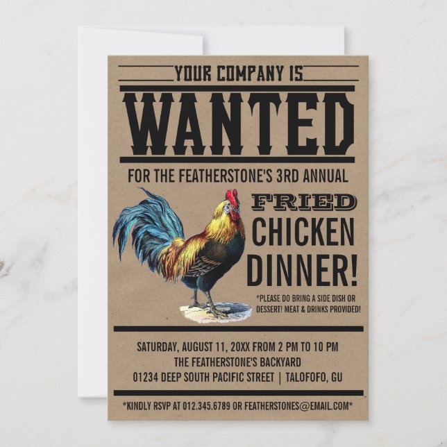 Fried Chicken Dinner Party Invitations (Front)