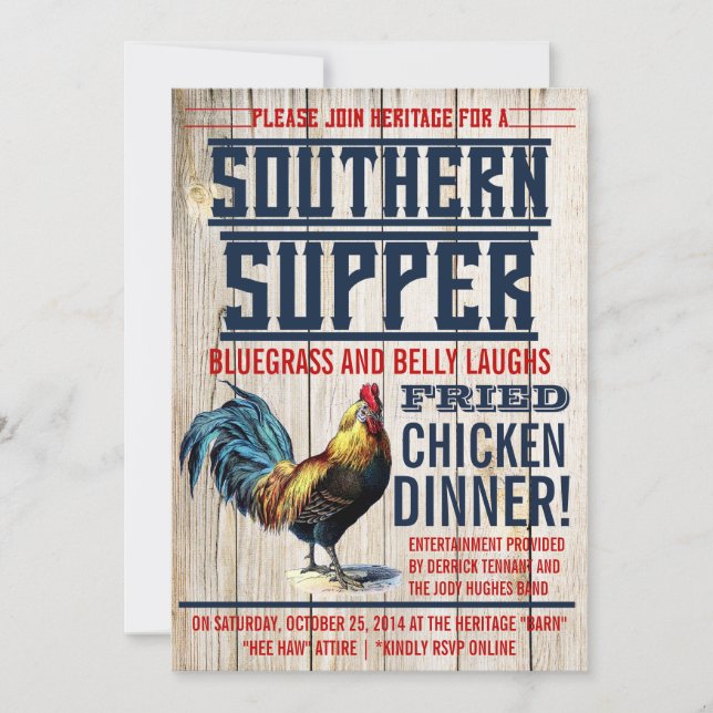 Fried Chicken Dinner Party Invitations (Front)