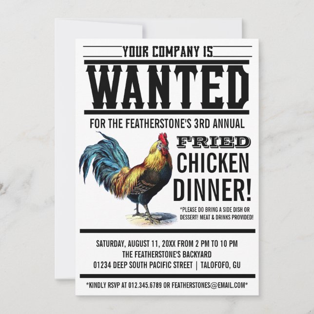 Fried Chicken Dinner Party Invitations (Front)