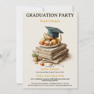 Fried Chicken Graduation Party Celebration Invitation