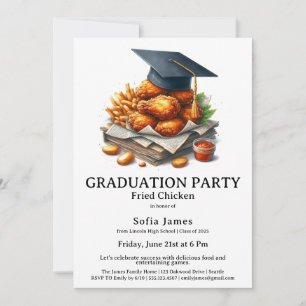 Fried Chicken Graduation Party Celebration Invitation