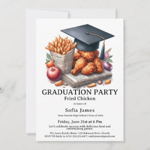 Fried Chicken Graduation Party Celebration Invitation
