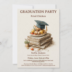Fried Chicken Graduation Party Celebration Invitation