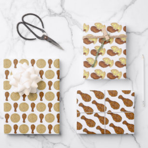Fried Chicken Leg and Waffles Soul Southern Food Wrapping Paper Sheet