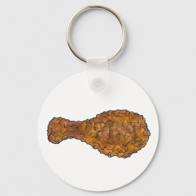 Fried Chicken Leg Drumstick Soul Food Foodie Gift Key Ring (Front)