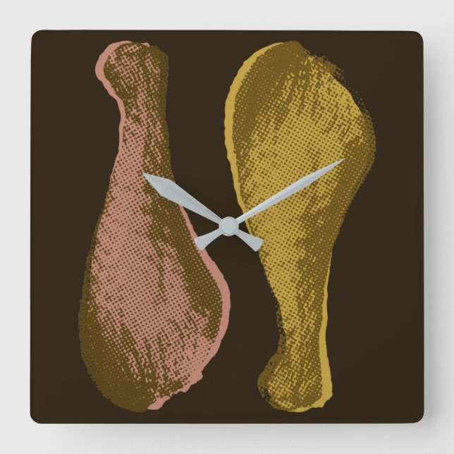 Fried Chicken Legs Square Wall Clock (Front)