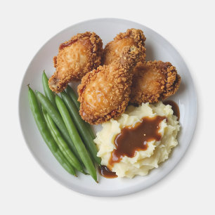 Fried Chicken, Mashed Potatoes and Green Beans Magnet
