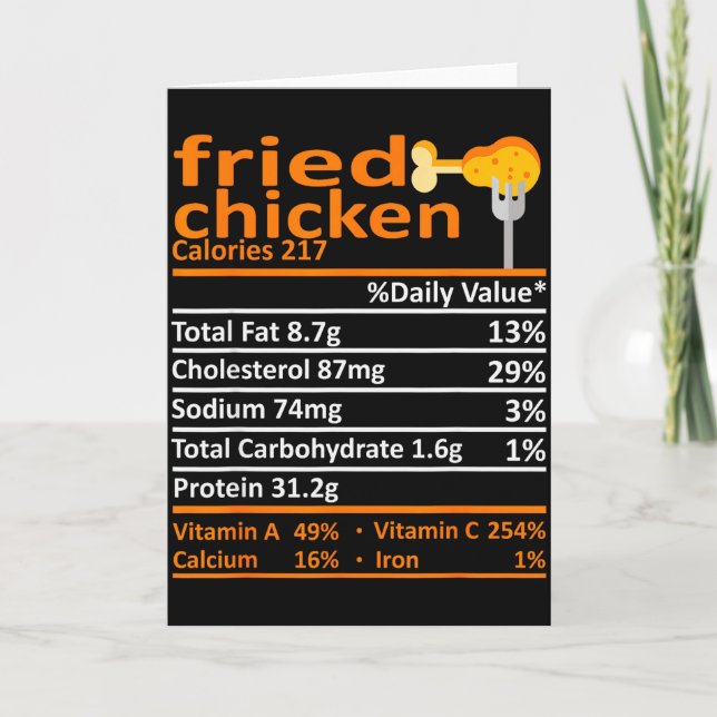 Fried Chicken Nutrition Food Facts Thanksgiving Fu Card (Front)