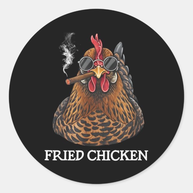 Fried Chicken Smoking Funny Stoner Weed Meme  Classic Round Sticker (Front)