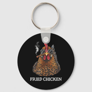 Fried Chicken Smoking Funny Stoner Weed Meme Key Ring