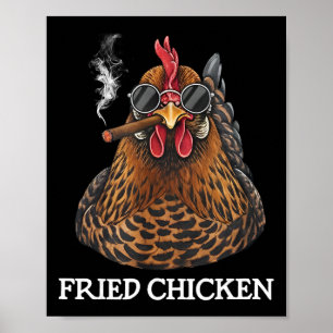 Fried Chicken Smoking Funny Stoner Weed Meme Poster