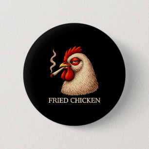 Fried Chicken Smoking Joint Funny Weed Lover 6 Cm Round Badge