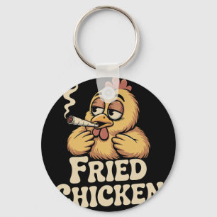 Fried Chicken Smoking Joint Funny Weed Lover _6 Key Ring