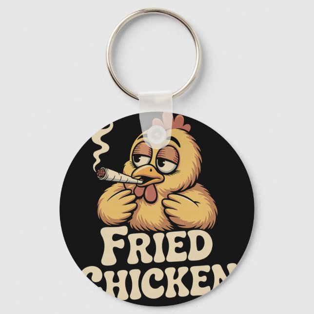 Fried Chicken Smoking Joint Funny Weed Lover _6  Key Ring (Front)