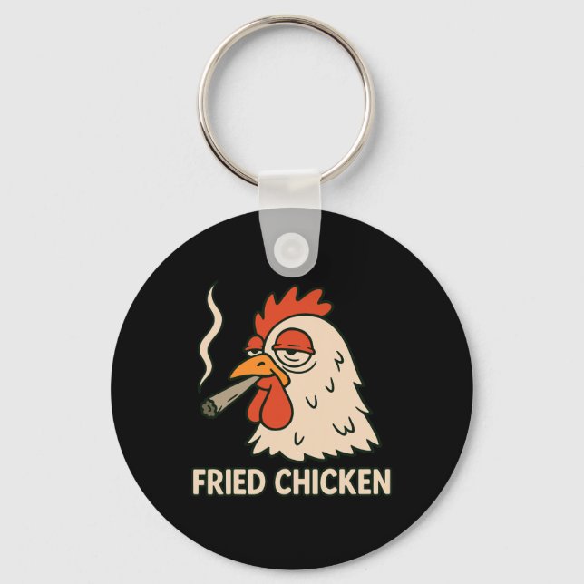 Fried Chicken Smoking Joint Funny Weed Lover _8  Key Ring (Front)