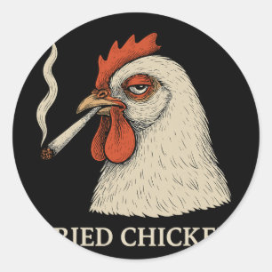 Fried Chicken Smoking Joint Funny Weed Lover _9  Classic Round Sticker
