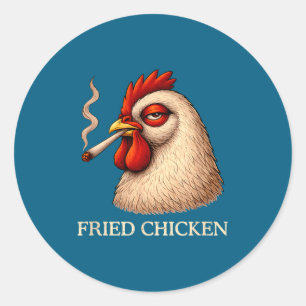 Fried Chicken Smoking Joint Funny Weed Lover Classic Round Sticker