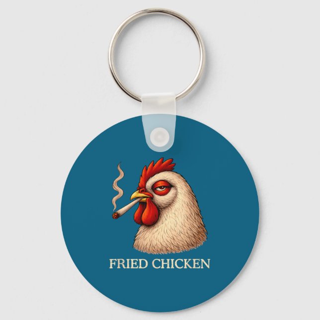 Fried Chicken Smoking Joint Funny Weed Lover  Key Ring (Front)