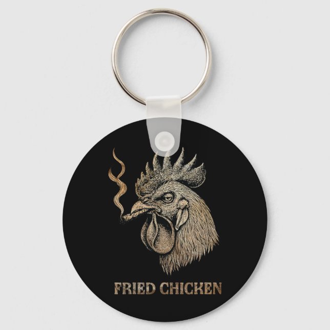 Fried Chicken Smoking Weed Stoner  Key Ring (Front)