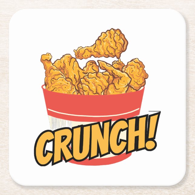 Fried-chicken Square Paper Coaster (Front)