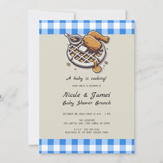 Fried Chicken & Waffles Brunch Baby Shower Invitation (Front)
