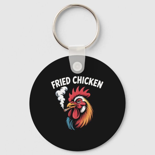 Fried Chicken Weed Meme Stoner Smoking  Key Ring (Front)
