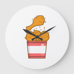 Fried Chicken With Bucket Large Clock