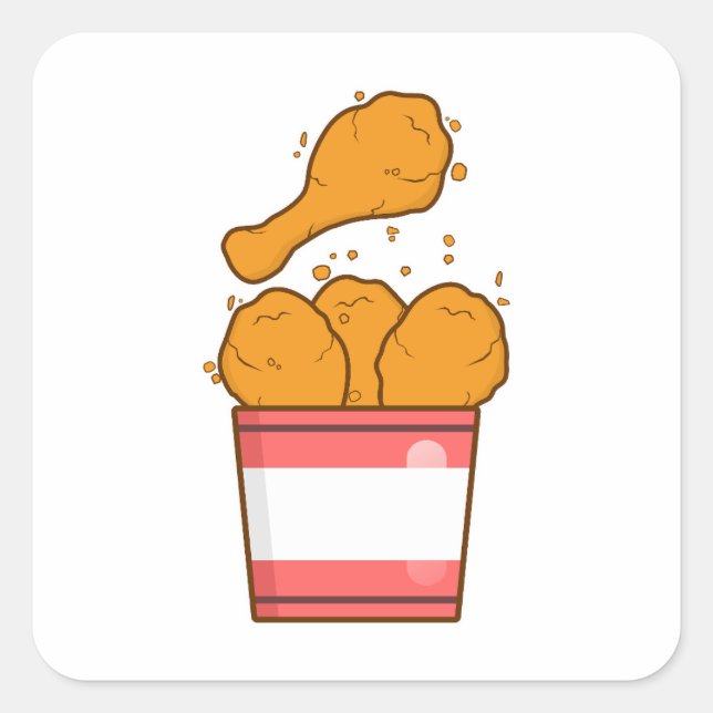 Fried Chicken With Bucket Square Sticker (Front)
