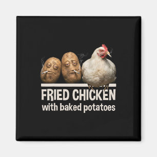 Fried Chicken With Ked Potatoes Funny Smoking Bird Magnet