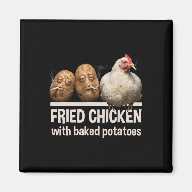 Fried Chicken With Ked Potatoes Funny Smoking Bird Magnet (Front)