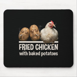 Fried Chicken With Ked Potatoes Funny Smoking Bird Mouse Pad