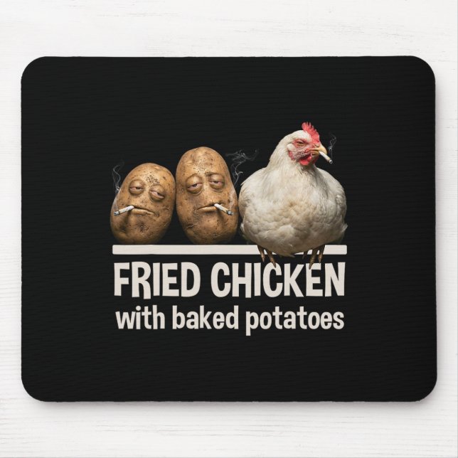 Fried Chicken With Ked Potatoes Funny Smoking Bird Mouse Pad (Front)