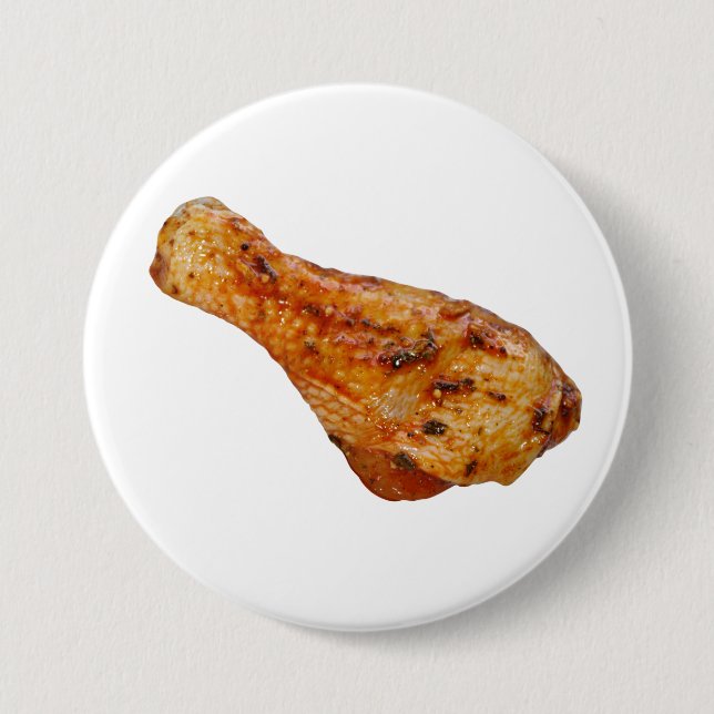 Fried cooked chicken leg 7.5 cm round badge (Front)