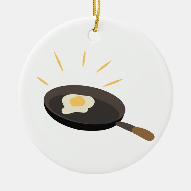 Fried Egg Ceramic Ornament (Front)