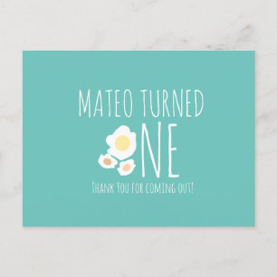 Fried Egg First Birthday Thank You Postcard