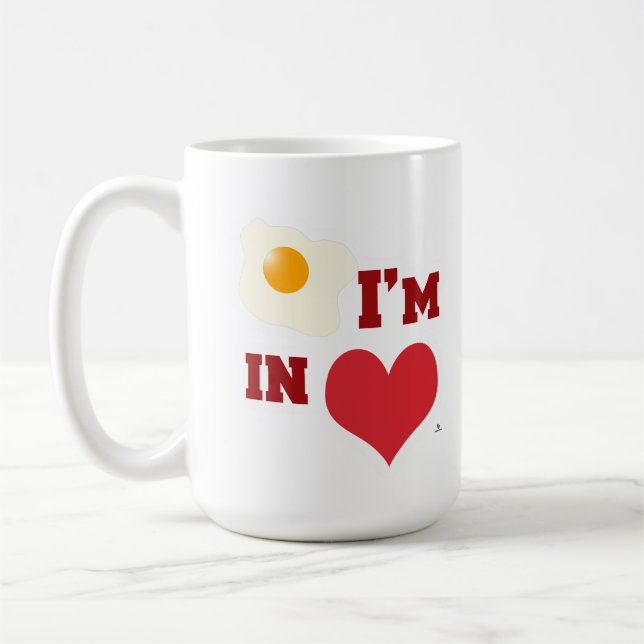 Fried Egg I Am In Love Funny Breakfast Logo Coffee Mug (Left)