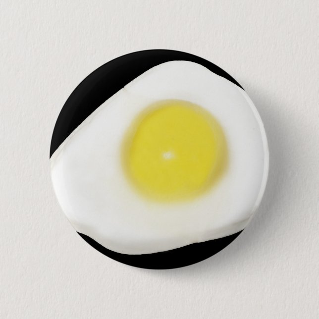 Fried Egg on Black 6 Cm Round Badge (Front)