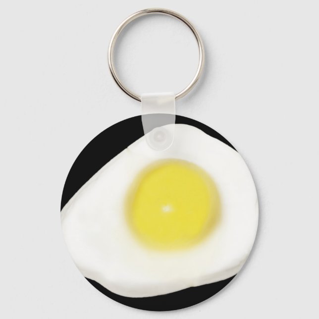 Fried Egg on Black Key Ring (Front)