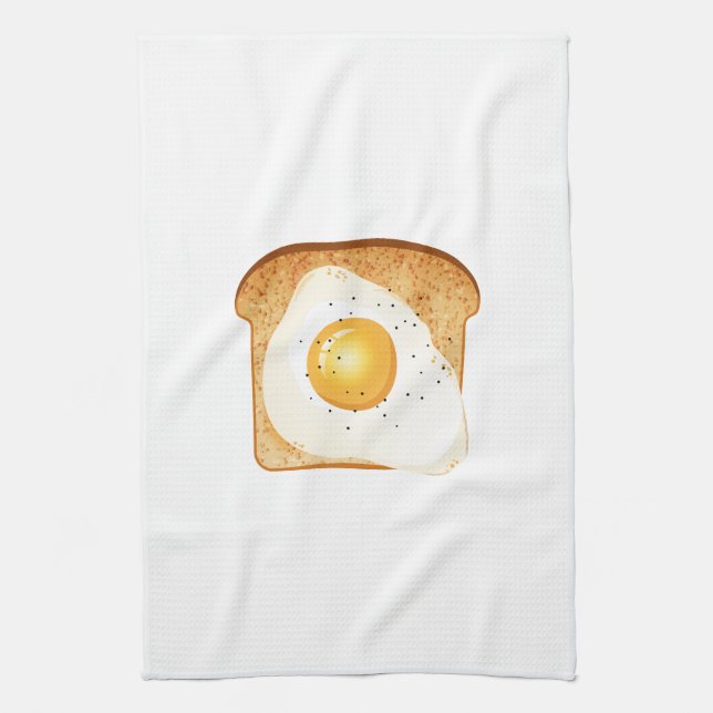 Fried egg on toast tea towel (Vertical)