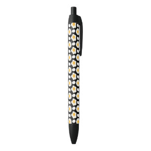 Fried Egg Pattern Breakfast Lovers Daisy Flower Black Ink Pen