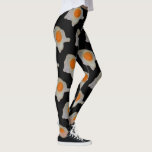 Fried Egg Pattern on Black Leggings<br><div class="desc">Start a conversation when you wear these. If you're looking for an eye catching,  show stopping,  crowd pleasing pair of leggings,  here they are. Whatever your reason for wanting to start a conversation going,  these will get you well on your way. 
A fried egg on a black background.</div>