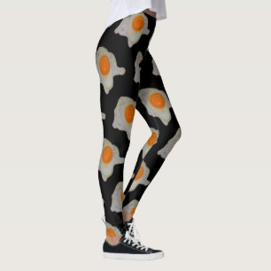 Fried Egg Pattern on Black Leggings