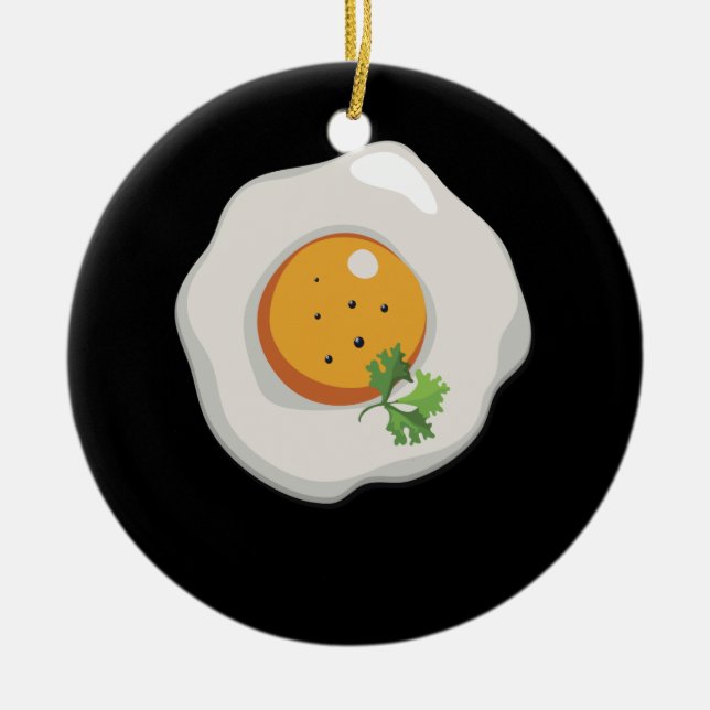 Fried Egg Sunny Side Up Breakfast Food Ceramic Ornament (Front)