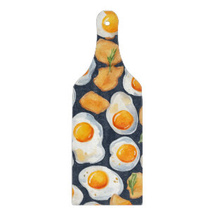 Fried Egg & Toast Seamless Pattern Kitchen Art Cutting Board