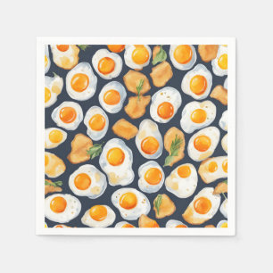 Fried Egg & Toast Seamless Pattern Kitchen Art Napkin