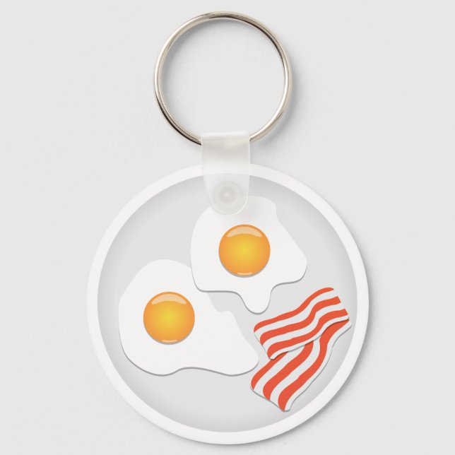 Fried Eggs and Bacon Breakfast Key Ring (Front)