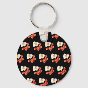 Fried Eggs Bacon Breakfast Lovers Foodie Junk Food Key Ring