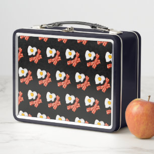 Fried Eggs Bacon Breakfast Lovers Foodie Junk Food Metal Lunch Box