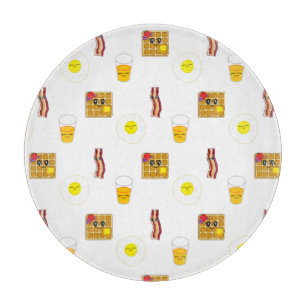 Fried Eggs, Bacon, Waffles and Orange Juice Cutting Board