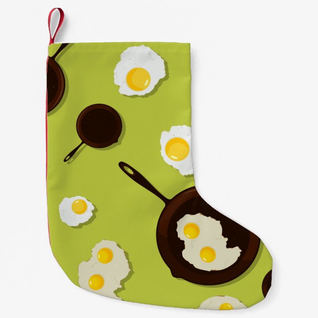 Fried Eggs Fun Food Design Small Christmas Stocking (Front)